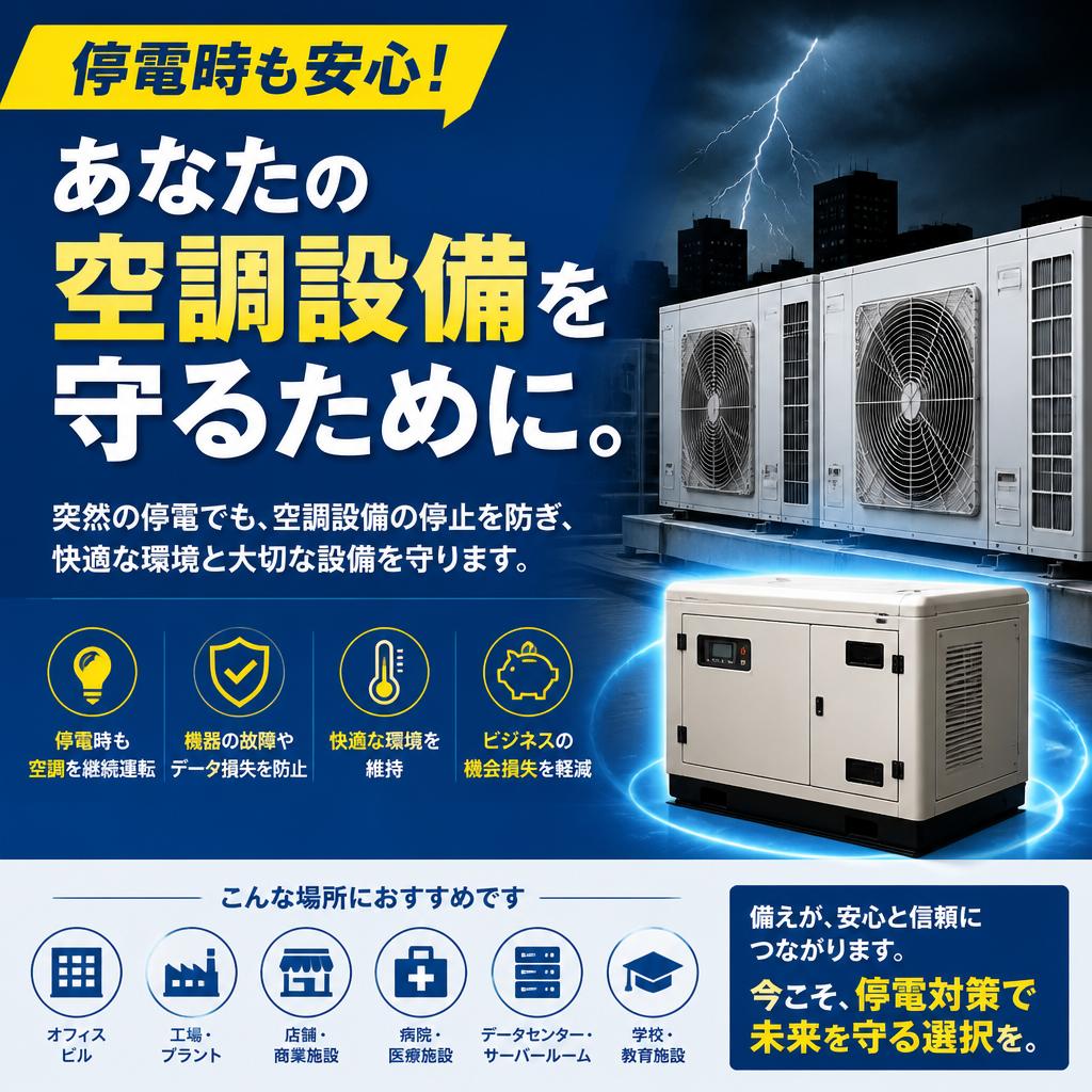 停電時も安心！あなたの空調設備を守るために。